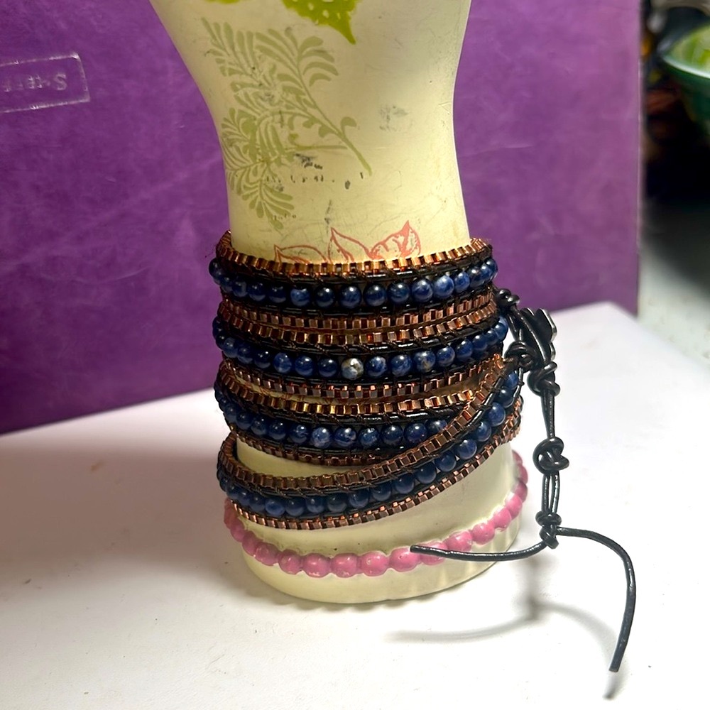Copper & Lapis Sassparilla Wrap Bracelet